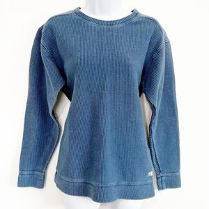 Victoria's Secret PINK Washed Ribbed Campus Crewneck Sweatshirt Blue XS